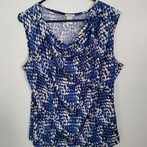Cdw blue, black and white dot dress top